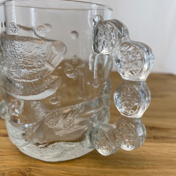 Luminarc USA Clear Glass 3D Christmas Holiday Snowman Santa 2 Mugs VINTAGE - Picture 4 of 10